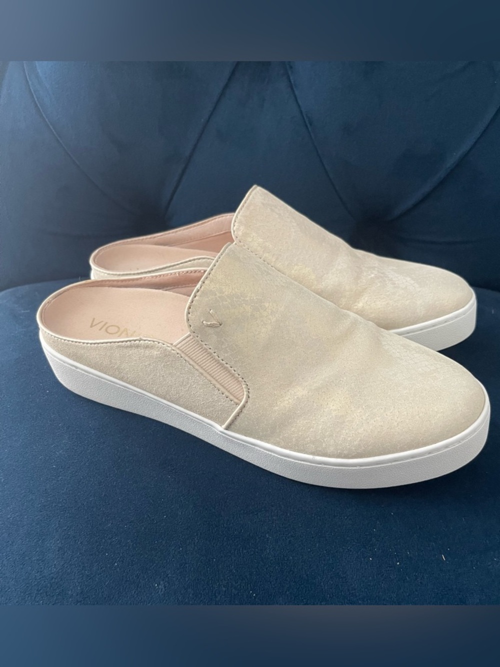 Vionic Slip-On Mules in Light Taupe